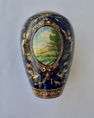 Achille Farina Faenza - Maiolica  blu cobalto 22cm