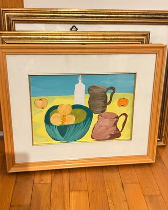 Olio su tela con cornice in legno naturale
