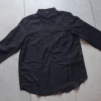 camicia nera a pois bianchi