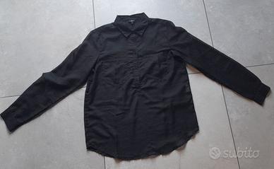 camicia nera a pois bianchi