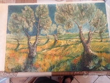 Quadro ad olio su tela,Paesaggio con Ulivi.