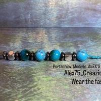 Portachiavi ALEX’S EYES Occhio Tigre blu e acciaio