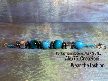 Portachiavi ALEX’S EYES Occhio Tigre blu e acciaio