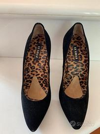 Scarpe col tacco in camoscio nere n.38 e mezzo