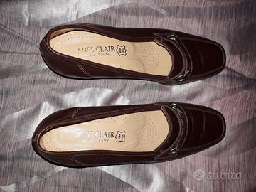 Scarpe mocassini donna con tacco rialzato marroni