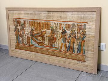 papiro egiziano fotoluminescente in cornice olmo