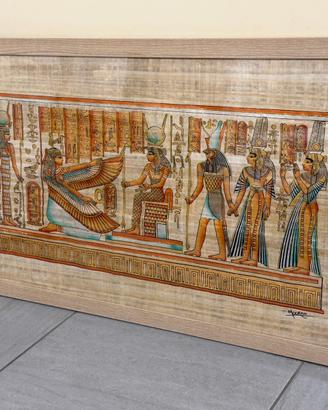 papiro egiziano fotoluminescente in cornice olmo