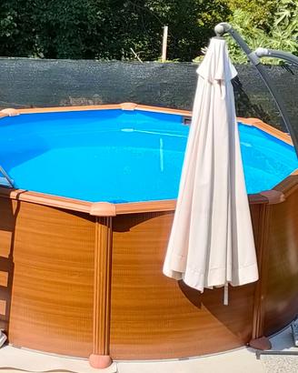 piscina in acciaio effetto legno