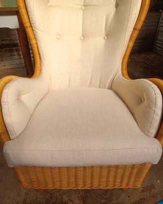 poltrona bergère in vimini e midolino