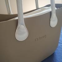 Borsa O bag beige con manici e interno bianco + ma