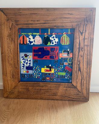 Quadro Cinese dipinto su ceramica