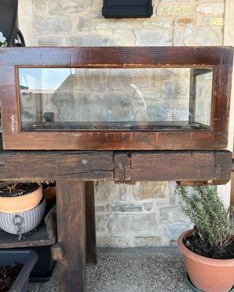 Espositore vetrinetta legno massello arte povera