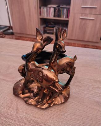 Portavaso ceramica vintage LE Italy 3 cerbiatti
