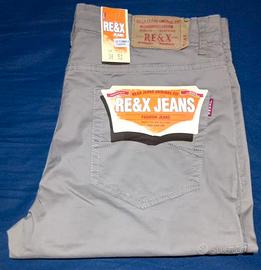 Pantaloni RE&X Jeans Beige Uomo Taglia 52