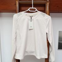 Felpa panna con perle su spalline JDY