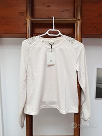 Felpa panna con perle su spalline JDY