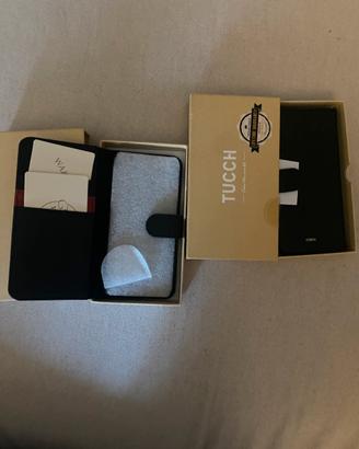 2 cover per IPHONE 6S a libro in pelle nera NUOVE