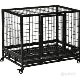 Gabbia cane con ruote e vassoio – pari al nuovo
