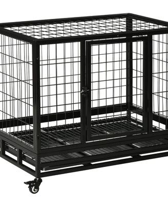 Gabbia cane con ruote e vassoio – pari al nuovo