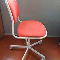Sedia girevole da scrivania bianco/rosso con ruote