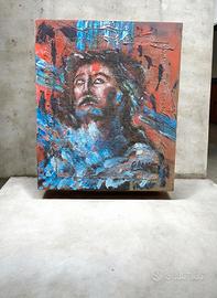 Giovanni arnone quadro olio su juta  sfilacciata