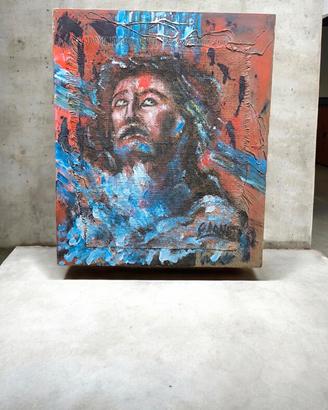 Giovanni arnone quadro olio su juta  sfilacciata