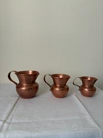 Lotto di 3 brocche in rame vintage