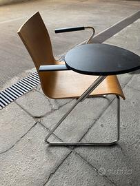 Sedia design legno curvato telaio acciaio resisten