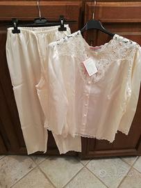 pigiama in seta pura da donna colore avorio tg.44