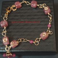 bracciale quarzo rosato cubico e agata