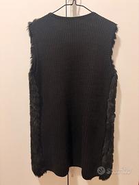 Gilet invernale con pelliccia eco nero