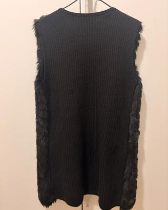 Gilet invernale con pelliccia eco nero