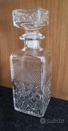 Bottiglia di liquore antica vetro lavorato e tappo