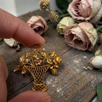 Antica spilla placcata oro bouquet primo ‘900