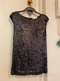 Blusa/top in paillettes nere marca Intrend