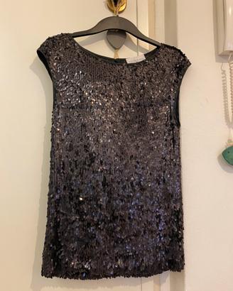 Blusa/top in paillettes nere marca Intrend