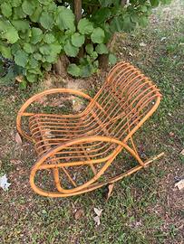 Seggiola Seggiolina sedia a dondolo vimini rattan