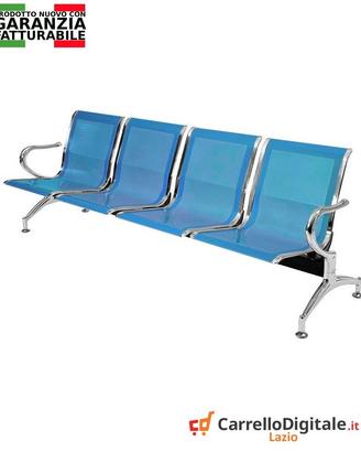panca da attesa in acciaio colore blu 4 posti