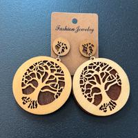 Orecchini pendenti in legno albero della vita
