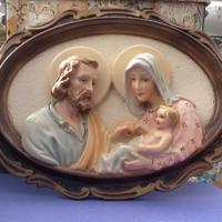 QUADRO BASSORILIEVO OVALE SACRA FAMIGLIA