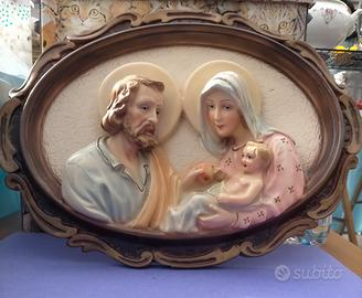 QUADRO BASSORILIEVO OVALE SACRA FAMIGLIA