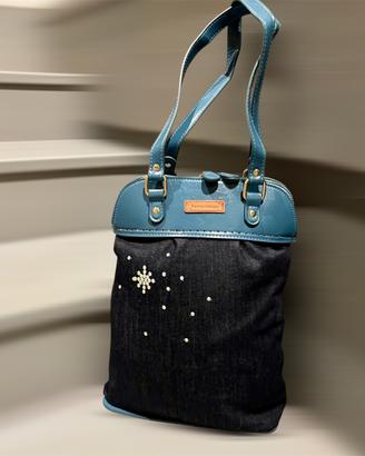 Borsa in jeans e ecopelle fatta a mano