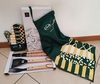 set barbecue + guanto + grembiule