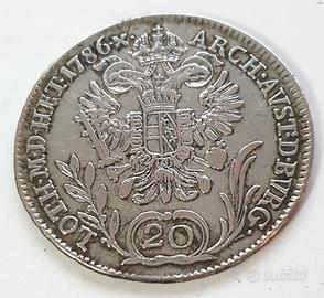 Moneta Antica in Argento Austro-Ungarica 1786