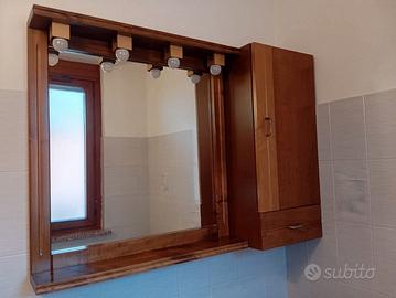 Specchiera bagno con mobiletto legno massello