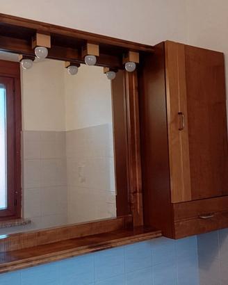 Specchiera bagno con mobiletto legno massello