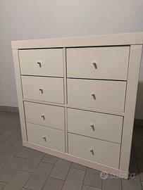 IKEA mobile KALLAX 2x2 bianco con 8 cassetti