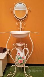 LAVABO in FERRO BATTUTO e CERAMICA con specchio
