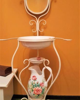 LAVABO in FERRO BATTUTO e CERAMICA con specchio