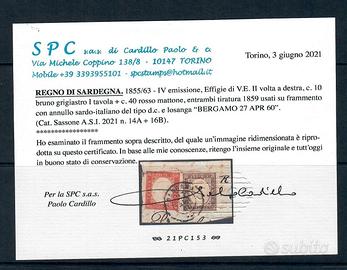 SARDEGNA 10 CENT + 40 CENT CERTIFICATATI CARDILLO